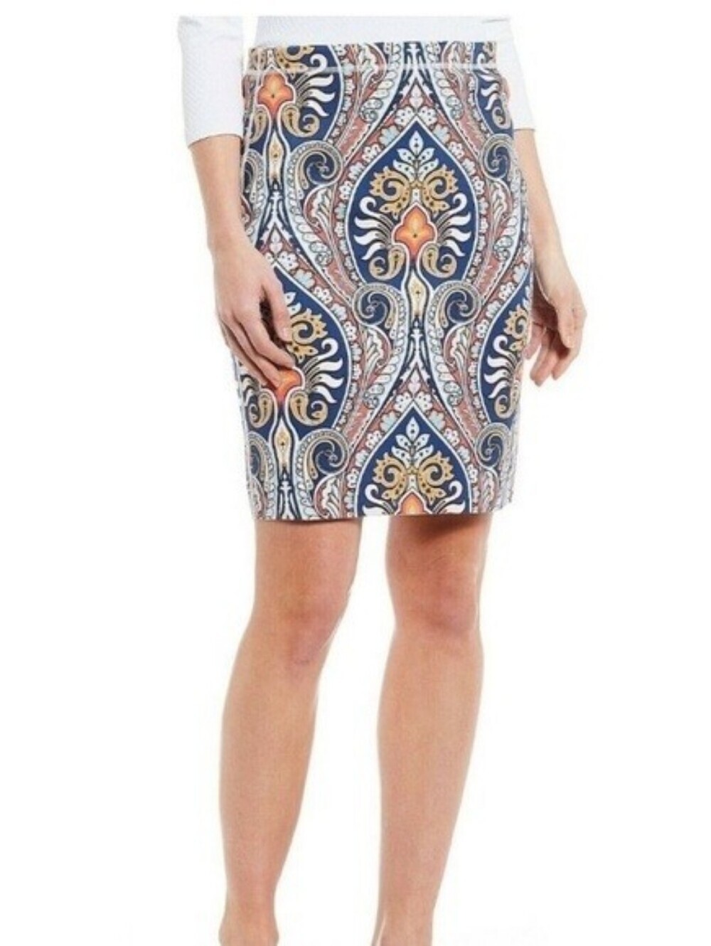 J. MCLAUGHLIN Halle Reversible Scuba Geo Paisley Skirt Medium